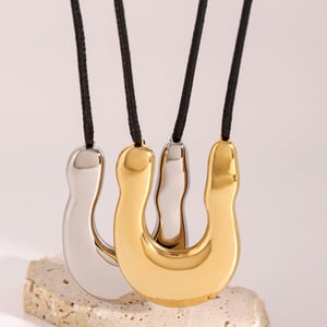 1 Piece Simple Series Simple Letter Stainless Steel  Gold Color Women's Pendant Necklaces h5 